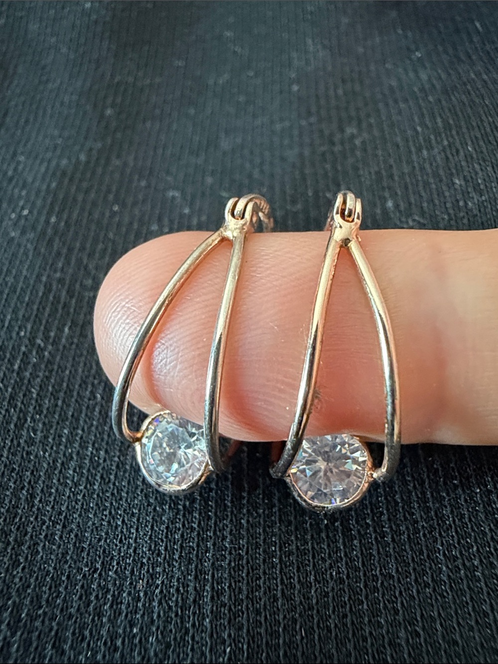 Vintage 10K gold vermeil earrings with sparkly brilliant cut stones